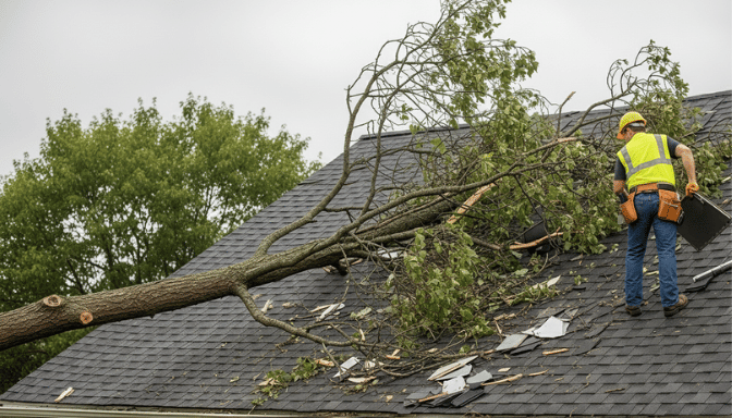Emergency roof repair after storm damage